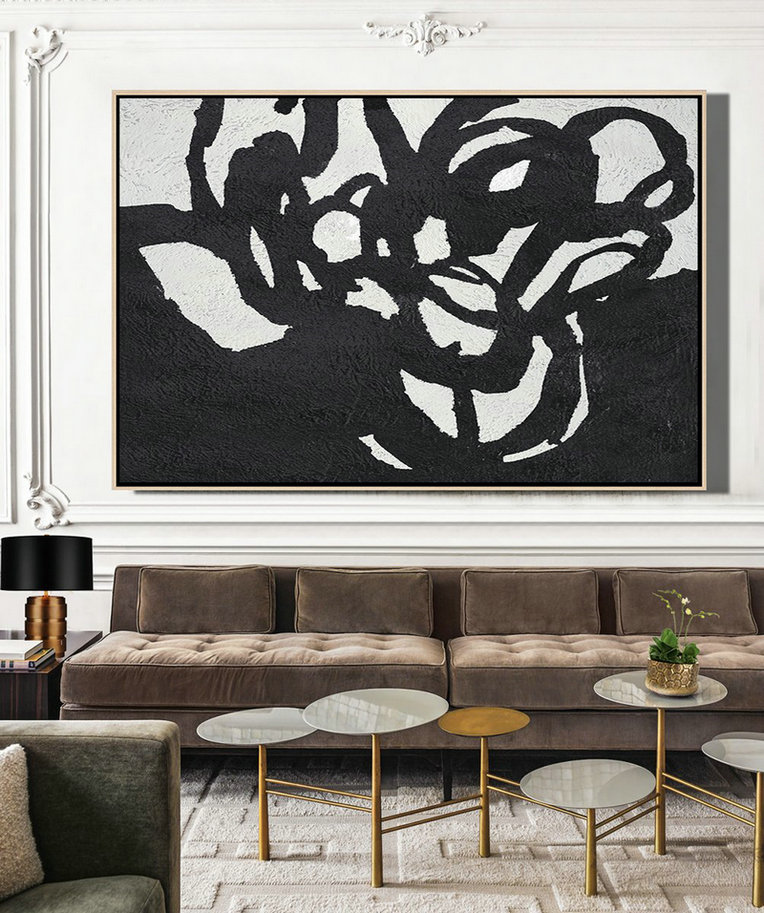 Canvas Wall Art Home Decor,Oversized Horizontal Minimal Art On Canvas - Hand Paint Large Clean Modern Art